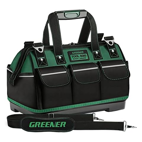 16-inch Wide Mouth Tool Tote Bag for Men with Waterproof Molded Bottom, Adjustable Shoulder Strap for Tool Organizer & Storage, Blue Collar (16" Upgrade generic) Cover
