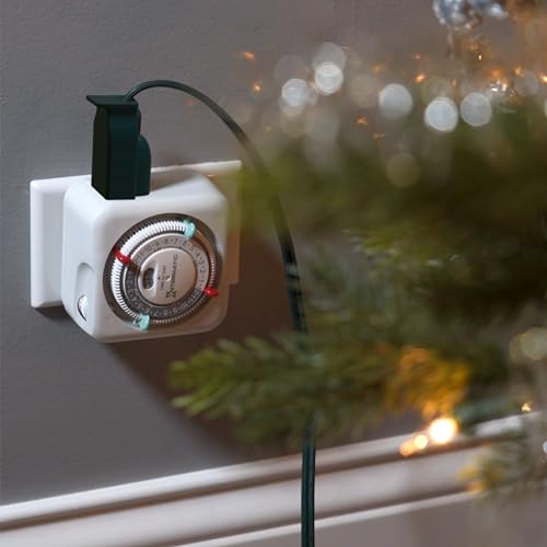 TN311 Heavy-Duty 24-Hour Indoor Mechanical Plug-in Timer - Efficient Control for 2 Devices, Customizable Scheduling - Timer for Lighting, Fans & Small Appliances - Thumbnail 7