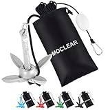 Moclear Kayak Anchor Kit, 1.5 lb Compact Folding Grapnel Anchor for Kayaks, Canoes, SUPs, Jet Skis, Small Boats - Lightweight Portable Marine Boat Anchor with Rust-Resistant Design (Silver)