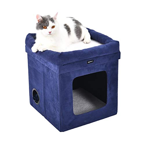Amazon Basics Niche pliable pour chat, Bleu Amazon Basics Niche pliable pour chat, Bleu