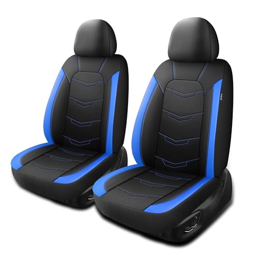 Image of HChengkikz Front Car Seat Cover, Breathable and Sporty (Black + Blue)