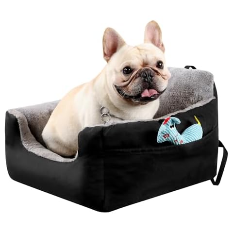HOMELYSIAN Small Dog Car Seat for Front Back Seat, Eetachable Dog Seat for Car Filled with Memory Foam, Dog Booster Car Seat with Storage Pockets and Clip-on Safety Leash, Adjustable and Washable Cover