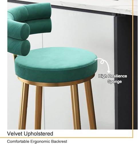 Tabourets de bar confortables avec dossier et repose-pieds dorés XJBTBA - 4