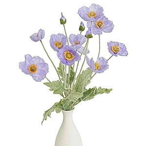 Kamang Artificial Poppy Purple Silk Flowers (6 Stems) for Home Decor. Faux Poppy Flower Centerpiece. Artificial Purple Silk Flower Arrangement. Purple Floral Arrangements Centerpieces (Purple) Kamang Artificial Poppy Purple Silk Flowers 6 Stems for Home Decor Faux Poppy Flower Centerpiece Artificial Purple Silk Flower Arrangement Purple Floral Arrangements Centerpieces Purple
