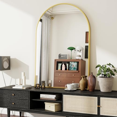 BEAUTYPEAK Miroir mural en arc avec dorure, 75x100 cm - Cadre en ...