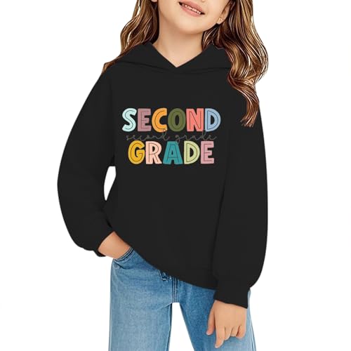 Second Grade Graphic Sweatshirts with Hood Back to School Clothes First Day of Preschool Long Sleeve Comfort Shirts