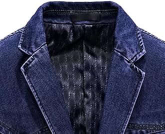 Mens Two Button Denim Suit Jacket Slim Fit Autumn Blazer Sport Coat Lapel Vintage Jean Suits Jackets