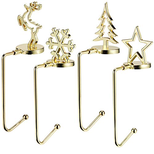 Luke Decor Stocking Holders for Mantle - Christmas Stocking Holder Stocking Hooks Mantle Stocking Holders Stocking Hangers for Mantel Stocking Hanger for Christmas Decoration