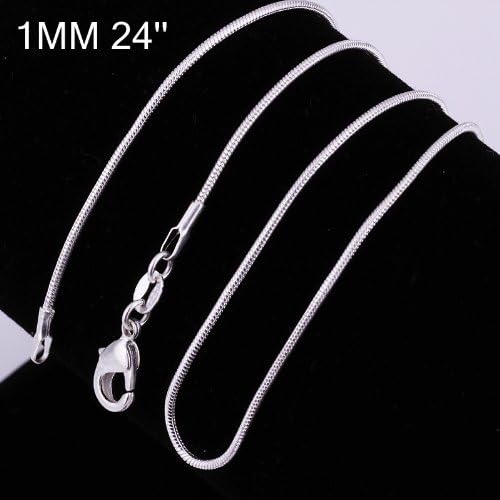 Cutesmile Fashion Jewelry 925 Sterling Silver Italian 1mm/2mm/3mm Snake Chain Crafted Necklace (24Inches, 1MM) - Image 2