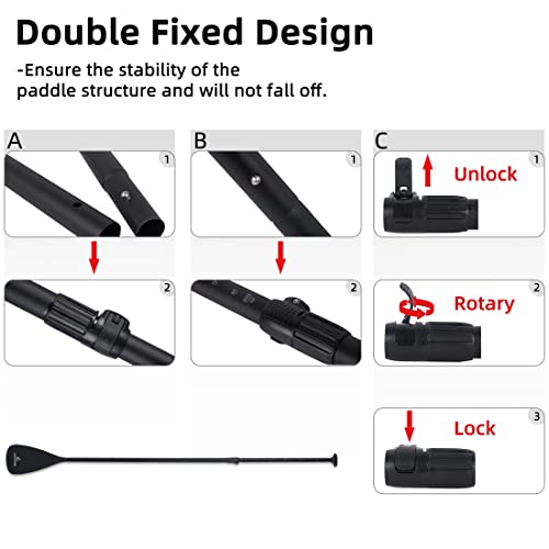 Ledonne Sup Paddle Adjustable 4-Piece Stand Up Paddle Floating Lightweight Portable Kayak Paddle Alloy Paddleboard Oar With 2 Nylon Blades Hook&Loop For Surfing Floating Water Sport #TOP4