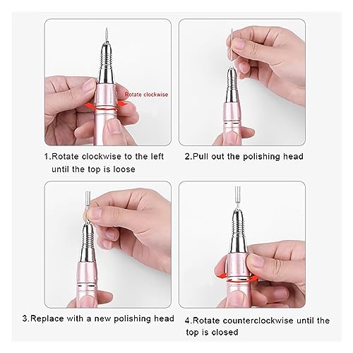 Profesjonalny Zestaw Manicure Manchine 30000 RPM Elektryczne Wiertła Do Paznokci Frez Pilnik Do Paznokci Szlifierka Żel Polski Pedicure Zestawy Narzędzi(Pink)