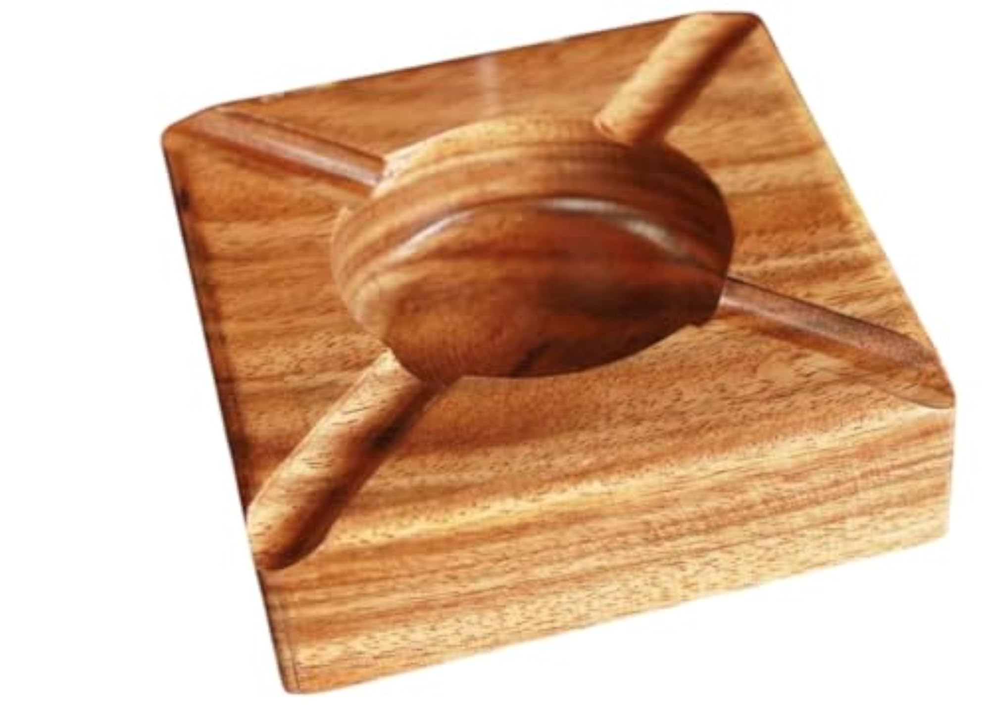 Handmade Round Original Wooden Cigarette Ashtray, Unique Design