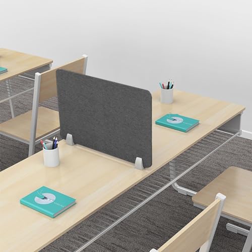 Cloison de bureau en feutre mousse de 28 cm avec 2 pinces de fixation - 6