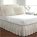 Fresh Ideas Eyelet Bed Skirt, Ruffled Design, 14 Inch Drop, Embroidered Scalloped Edge, Full, Ivory