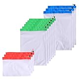 12 bolsas de malla reutilizables lavables de alta calidad con bordes reforzados y cordón