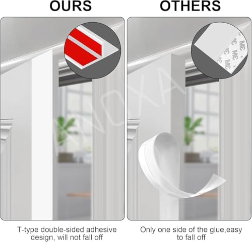 Image of ANOXA T-Shaped Clear Silicone Seal Strip, Weather Stripping Door Seal Strip for Door & Windows Gaps, Under Door Draft Stopper Silicone & Self-Adhesive Weatherstrip (3 Meter) (White)