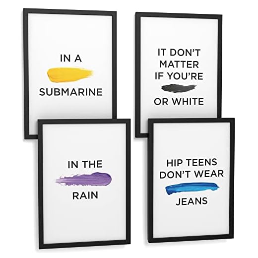 Papierschmiede® Set de 4 Carteles con Eslogan en A4, Motivo: Colorful Songs, Canciones Colores Música, Láminas Decorativas, Living y Dormitorio - Posters sin Marco