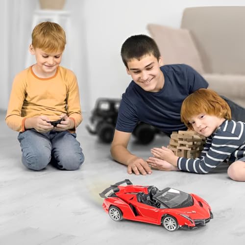 Carrinho de Corrida Controle Remoto Esportivo, Conversível, com Luz de Farol LED, 7 Funções, Design