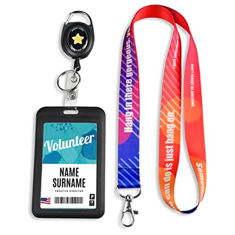 Array Stars Lanyard with ID Badge Holder - Quantity 1 - Custom Neck Straps for Cellphone, Identity Badges, Employee IDs Cover