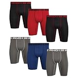 AND1 Mens Boxer Briefs - 6 Pack Platinum Performance Long Leg Boxer Briefs with Pouch - Boxers for Men, 9