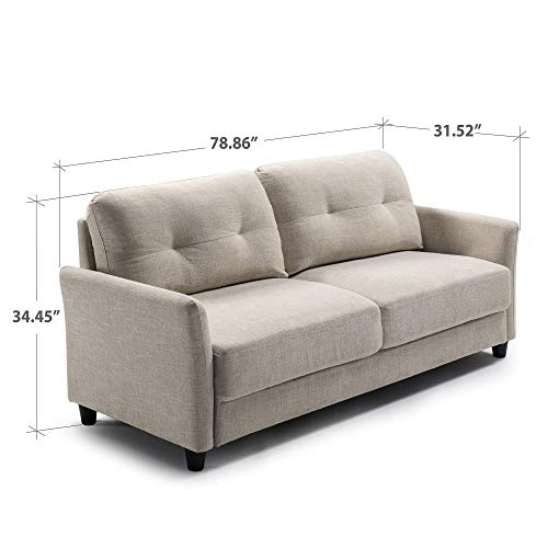 Image of Zinus Ricardo Sofa Couch, Tufted Cushions, Easy, Tool-Free Assembly, Beige