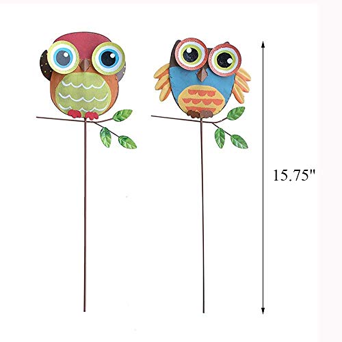 Why Decor Cute Owl Garden Stakes Decorative Metal Garden Stakes Outdoor Owl Decorations Colorful Owl Ornaments For Yard Owl Garden Decor Thanksgiving Harvest Fall Halloween Decor Set Of 2 16 Inch #TOP5