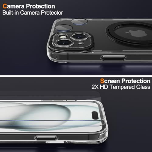 Coque béquille compatible iPhone 15 antichoc étui bleu transparent - 4
