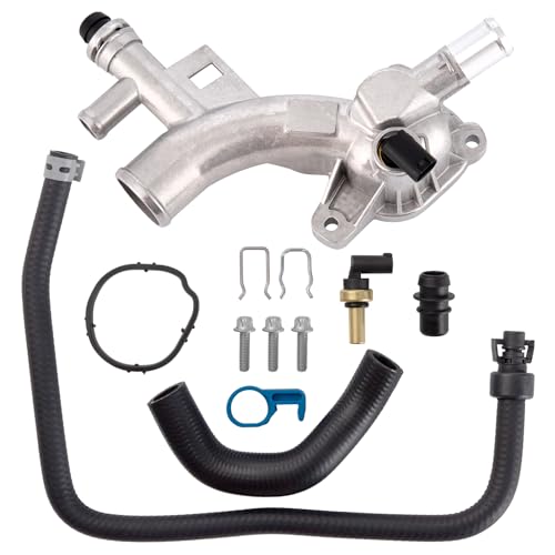 Engine Coolant Housing Water Outlet Aluminum with Hoses - Repalcement for Chevy Cruze, Sonic, Trax and Buick Encore 1.4L - Replaces 25193922, 13251447 and More