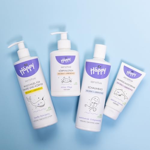 bella Baby Happy Sensitive Babypflege Rundum Sorglos Set | 4-teiliges Babypflegeset für Neugeborene | Erstausstattung | Babypflege Geschenkset Babykosmetik