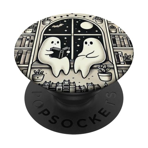 Vintage Halloween Spettrale Fantasma Lettura Libro Bookworm PopSockets PopGrip Intercambiabile