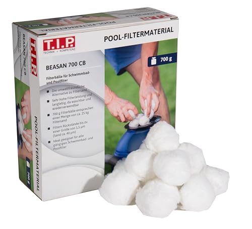 T.I.P. Pool-Filtermaterial 700g, Filter Balls Waschbar, Wiederverwendbar, Ersatz für Filtersand, 700g Filter Balls = 25kg Filtersand, Langlebiges Filtermedium, Ressourcenschonend, BEASAN 700 VCB