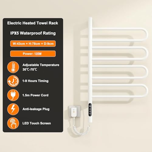 Toallero calefaccionado de baño programable con pantalla LED táctil 2