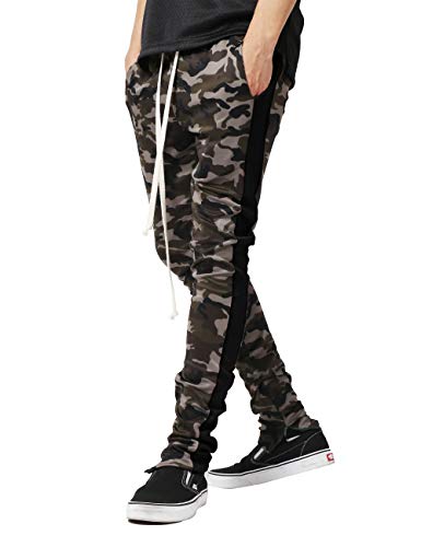 Mens Camo Stripe Track Pants Skinny Fit Stretch Elastic Slim Trouser3