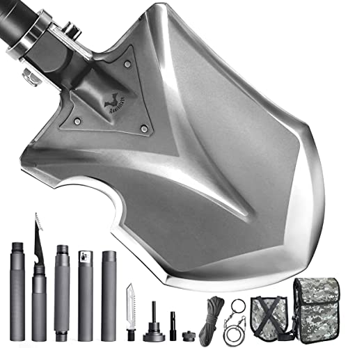 GRAMFIRE Survival Folding Shovel, Rust-Proof High Carbon Steel Military Foldable ...