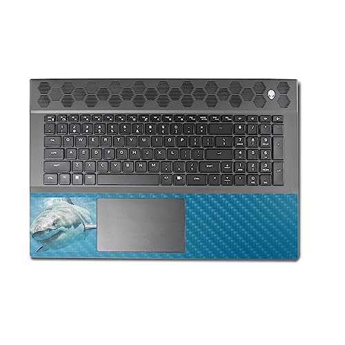 Image of MightySkins Carbon Fiber Skin Compatible with Alienware M18 R1 (2023) Full Wrap Kit - Great White Shark | Protective, Durable Textured Carbon Fiber Finish | Easy to Apply | Made in The USA