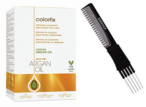 One 'n Only Colorfix Color Remover Fix with Argan Oil, Removes Unwanted Permanent Hair Color Dye (w/Sleek Teasing Comb) One & Only Haircolor Fix (3-PART SYSTEM (PACK OF 1))
