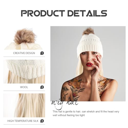 Bonnet tricoté avec postiche amovible pour un style instantané au chaud - 7