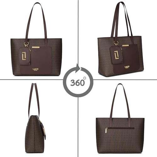 Image of Lavie Luxe Women's Monogram Bliss Tote Handbag | Tote Bag For Work | Ladies purse | Stylish Shoulder Bag | Gift For Women