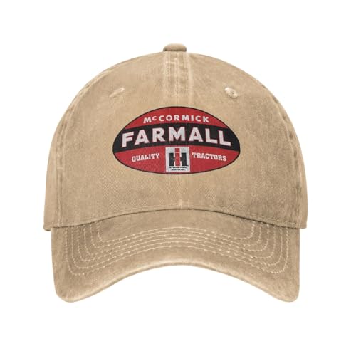 Farm-All Tractors Vintage Washed Plain Baseball Cap Distressed Dad Golf Hat for Men Women Natural