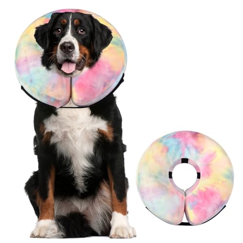 Image of Dog Neck Collar Recovery E-Collar Alternative, Dog Donut Collar After Surgery for Dogs and Cats(Pink Blue, XL)