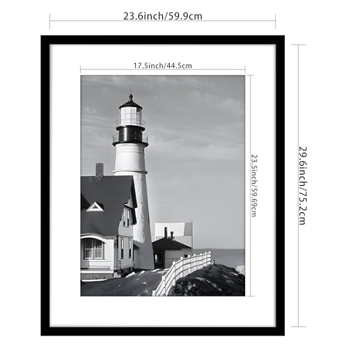 Picrit 24x30 Picture Frame 3 Pack, Black Poster Frame, Display Poster 18 x 24 with Mat or 24x30 without Mat for Horizontal or Vertical Wall Mounting