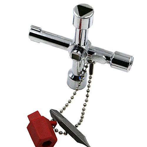 Generic 5 in 1 Cross Switch Key Wrench Square Triangle Train Electrical Cabinet Elevator Universal 5-Way Key with Screwdriver