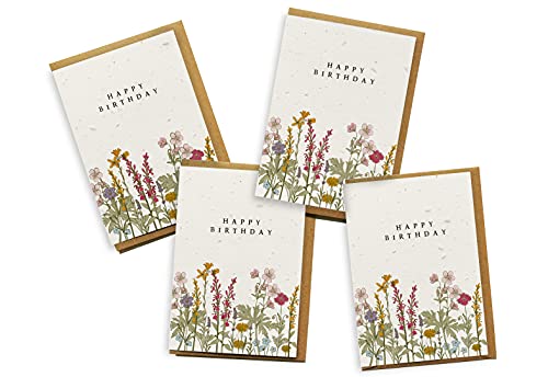 Eco-Friendly Biodegradable Seed Paper Plantable Greeting Card Birthday Multi Pack - Wildflowers
