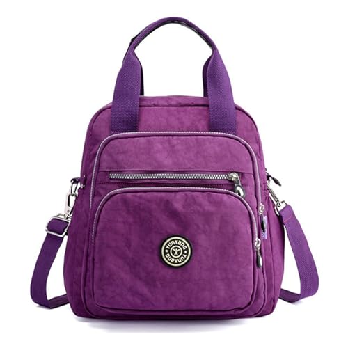 OPIGJUFD School Backpack Women's Waterproof Nylon Backpack Single Shoulder Bag Casual Girls Travel Going Out(Purple)