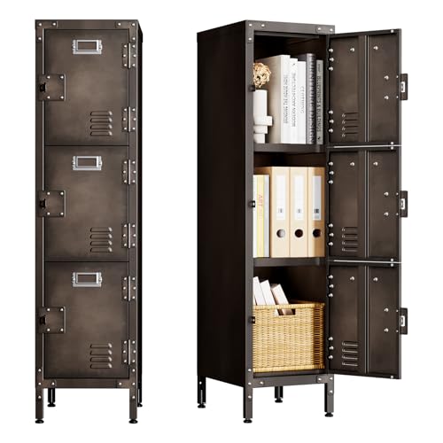 Sightlife Casier vestiaire avec 3 Portes verrouillables, casiers Metallique de Stockage en Acier Industriel pour Les employés casier de Rangement pour...