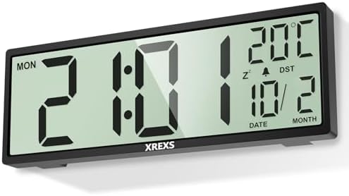 XREXS Reloj de Pared Digital de 14,5 Pulgadas, Hora, Calendario, ...