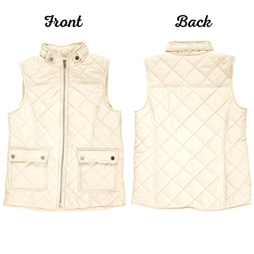 Laseily Girls Stand Collar Zipper Sleeveless Quilted Vest Cute Casual Fall Winter Jackets Outerwear With Pockets #TOP3