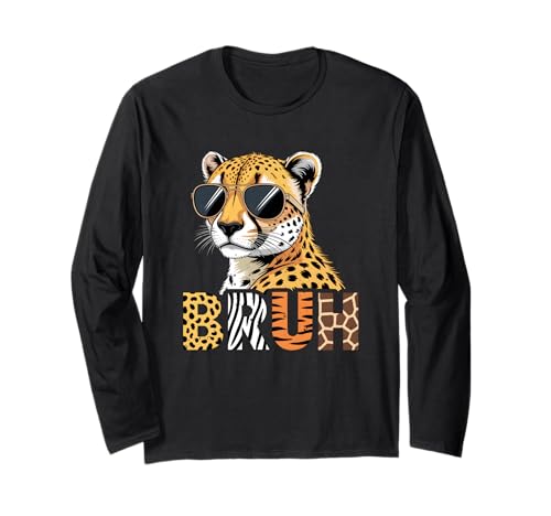 Bruh Cheetah Sunglasses Wild Animal Safari Jungle Meme Long Sleeve T-Shirt