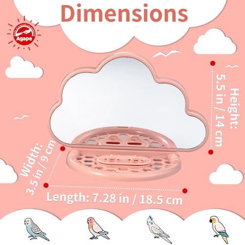 Image of Agape Bird Mirror for Cage， Bird Toys with Perch and Slow Feeder to Expend Energy, Small Parrot Swing, Interactive Toys for Cockatiel, Lovebird, Parakeet, Conure, Finch, and Budgies
