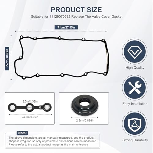 Image of 11121703342 Valve Cover Gasket Set Fits for 1996-1998 BMW 323i 328i 328is 528i M3